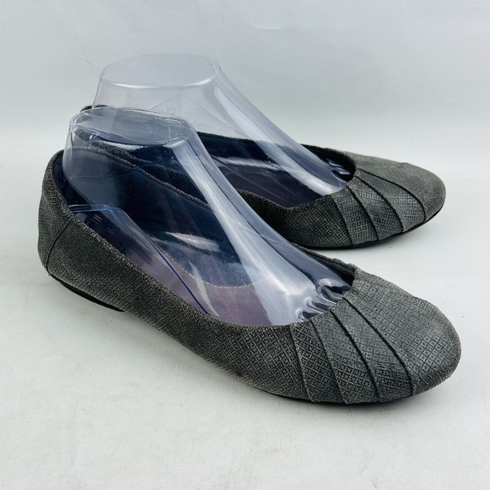 Earth Bellwether Ballet Flats Womens‎ 8 Dark Grey Print Suede Slip On Comfort